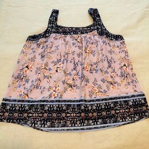 Knox Rose Pink & Black Floral Satin Top | XXL